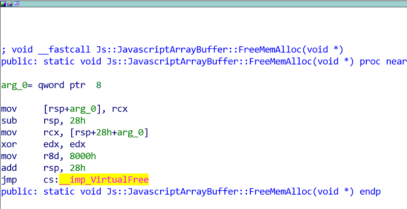 JavascriptArrayBuffer::FreeMemAlloc dump