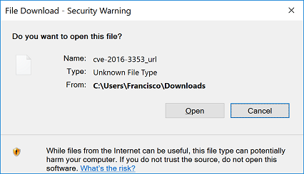 Security warning pop-up
