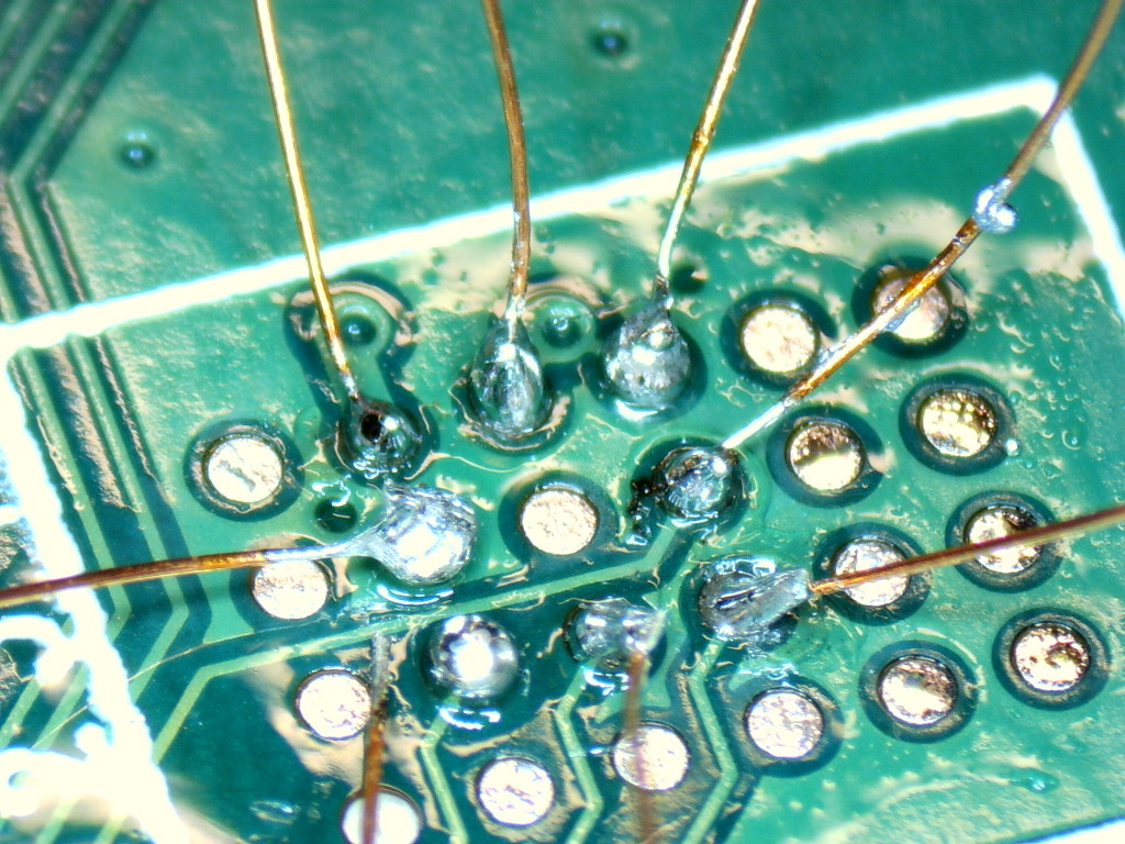 Soldering micro wires on PCB