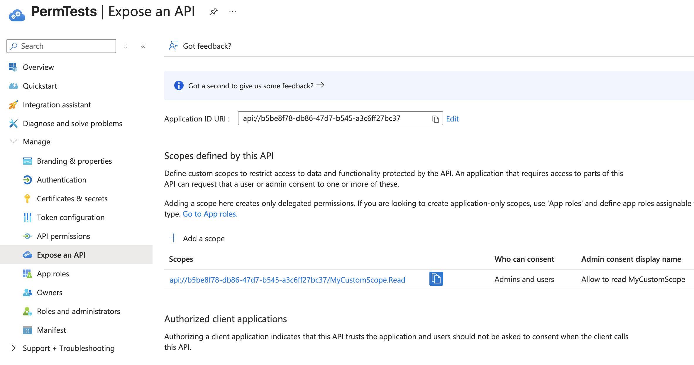Expose an API section