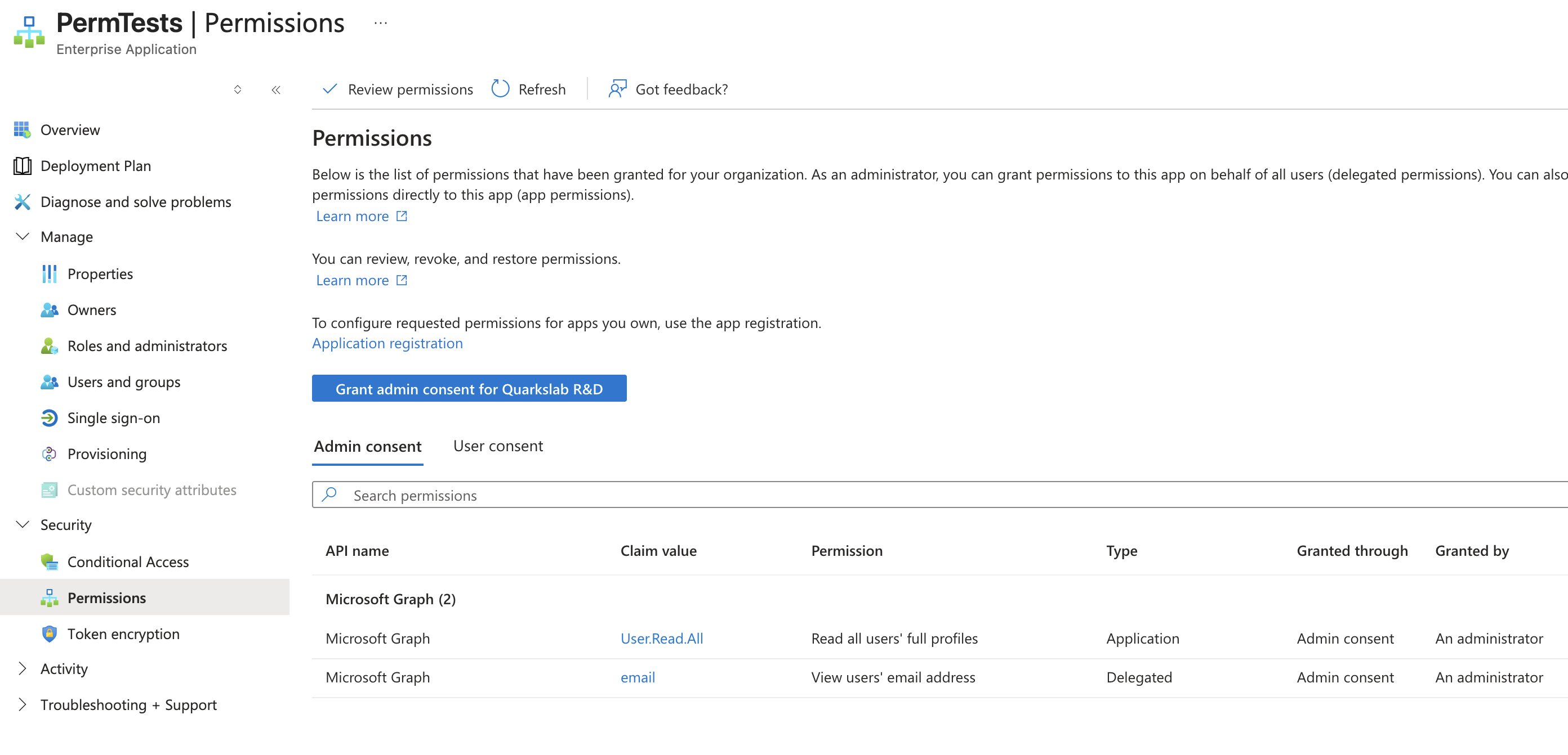 Service Principal with application permission