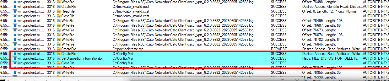 Procmon Config.Msi delete